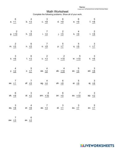 Multiplication 2-7