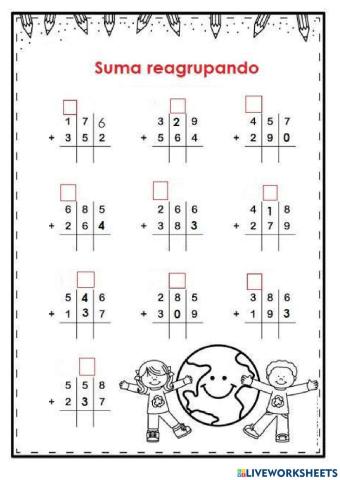 Suma hasta la centena con reagrupación.