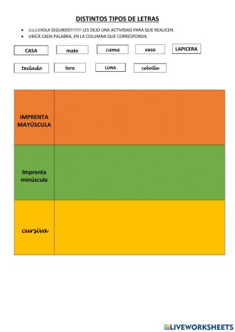 Distintos tipos de letras