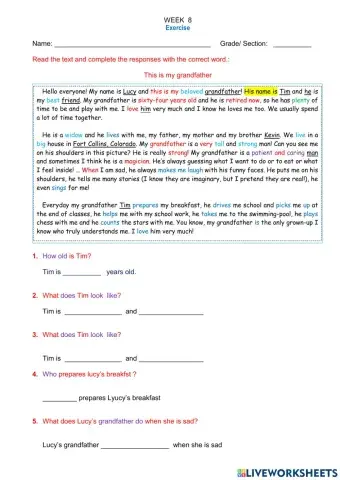 Reading about describing people