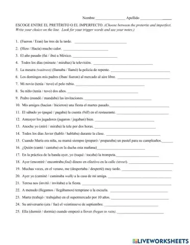 Preterit vs Imperfect