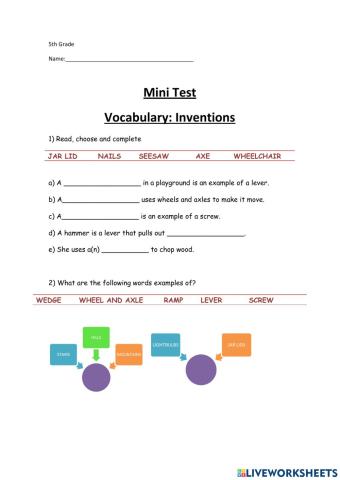 Mini test vocabulary inventions