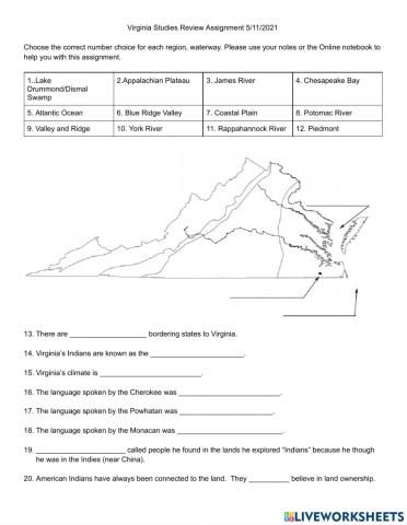Virginia Studies Review Assignment 5-11-2021