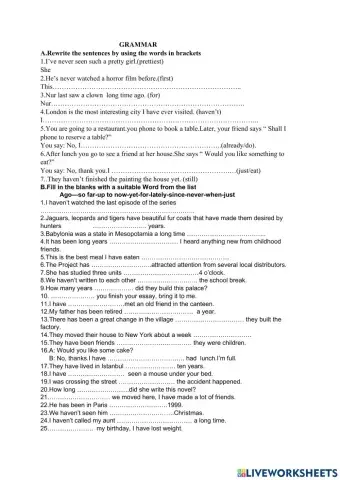 Present perfect tense ii