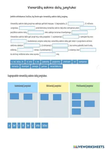 Vienarūšių sakinio dalių jungtukai