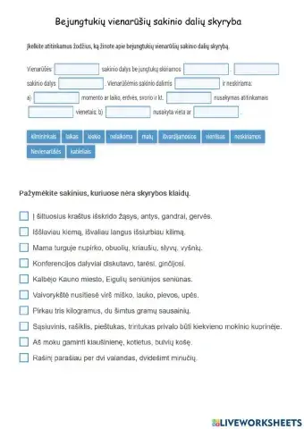 Bejungtukių vienarūšių sakinio dalių skyryba