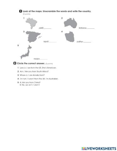 Revision countries 5th form
