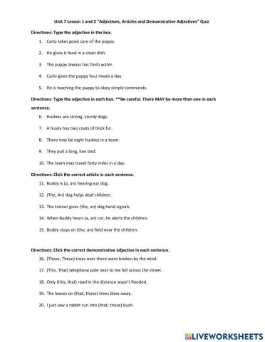 Unit 7 Lesson 1 and 2 Quiz