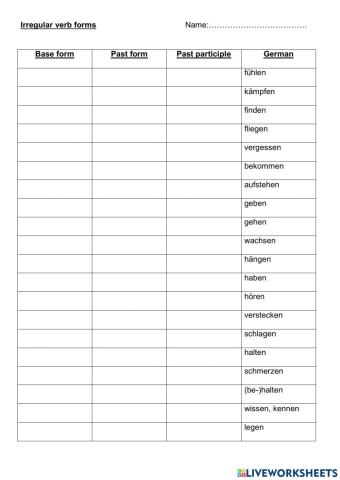 Irregular verbs