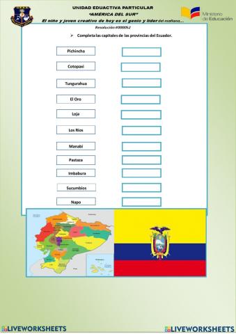 Estudios Sociales-Provincias del Ecuador 