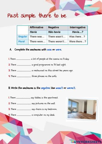 Past simple - There to be