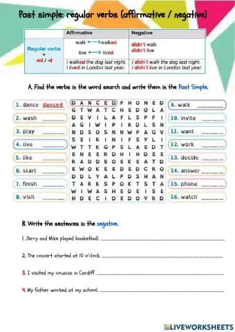 Past simple: regular verbs (affirmative - negative)