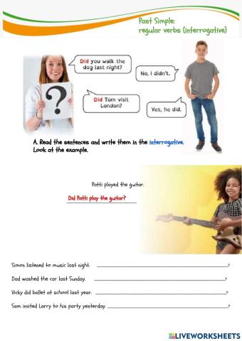 Past Simple:  regular verbs (interrogative)