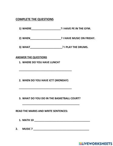 Complete the questions