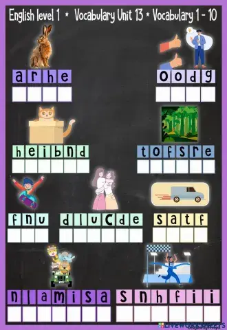 Unit 13 vocabulary 1 -10 unscramble