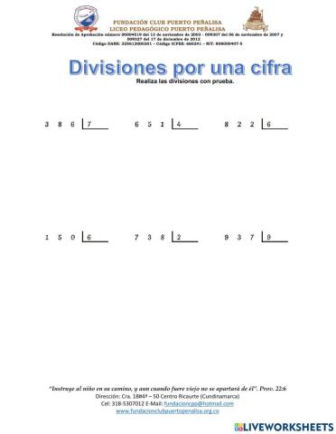 Divisiones de una cifra