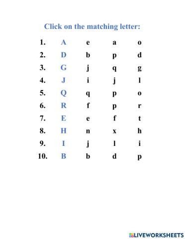 Matching Capitals to Lowercase