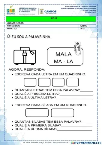 Trabalhando a letra M