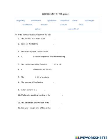 Vocabulary Words UNIT 16 5th grade