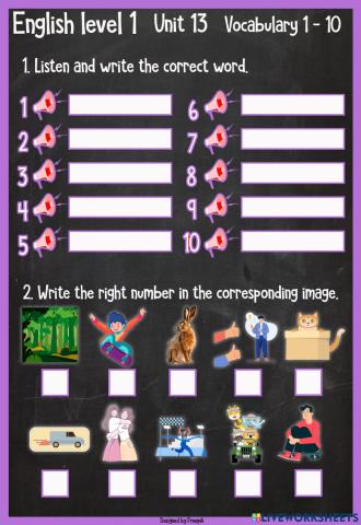 Unit 13 Vocabulary 1 - 10 hear and match
