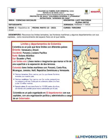 Límites y departamentos de Colombia