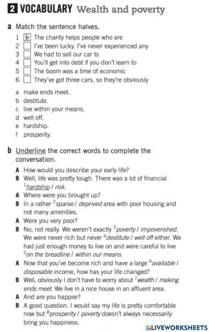 Vocabulary:Wealth & poverty