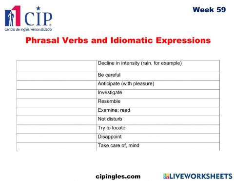 Phrasal  Verbs and Idiomatic Expressions  Week 59
