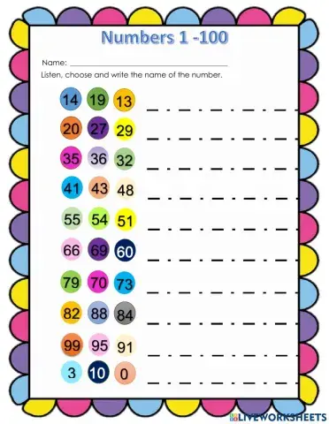 Numbers 1-100