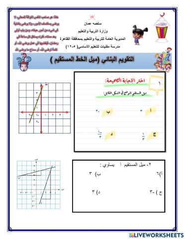 ميل الخط المستقيم