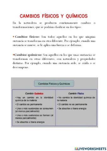 Cambios físicos o químicos