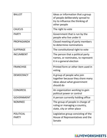 Vocabulary related to voting - Team 2