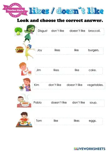 Likes and doesn't like