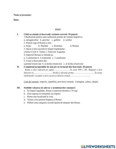 ROMA ANTICA-test de 5 minute