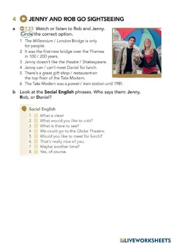 Jenny and Rob go sightseeing