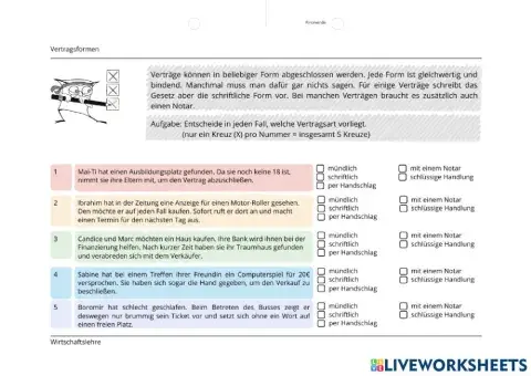 Der Kaufvertrag (Vertragsformen)