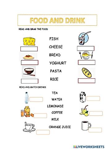 Vocabulary food and drink