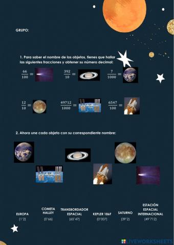 Fracciones decimales en el espacio