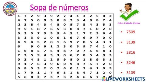 Sopa de números