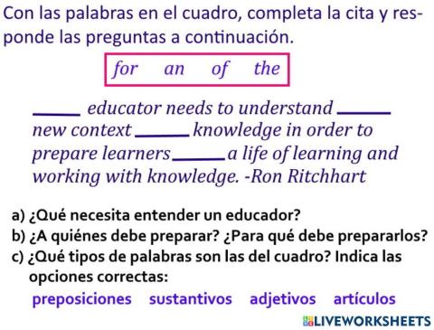 Prepositions and articles