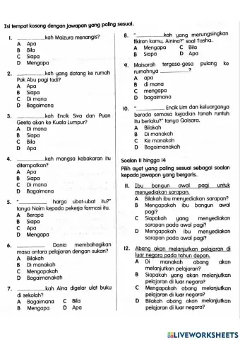 Tahun 6 - Kata Tanya
