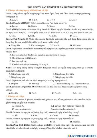 Hóa học và vấn đề thực tiễn