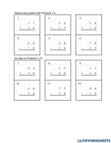 Addition and Subtraction No Regroup May 17