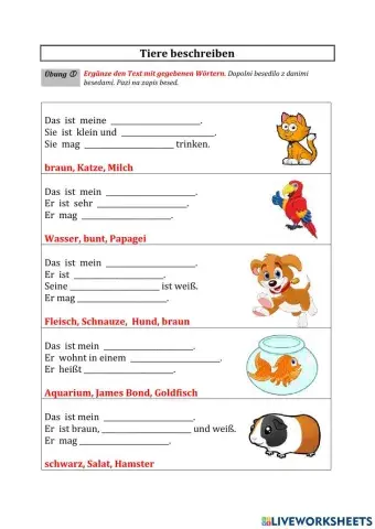 Tiere beschreiben