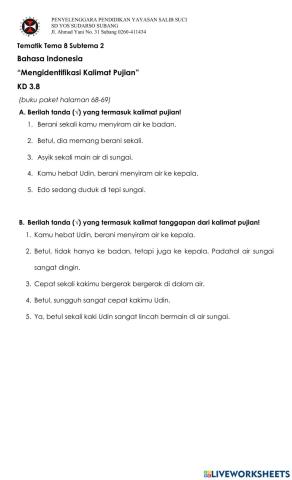 Kalimat Pujian dan Tanggapan