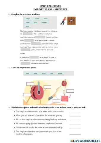 Simple Machines. Inclined Plane and Pulley