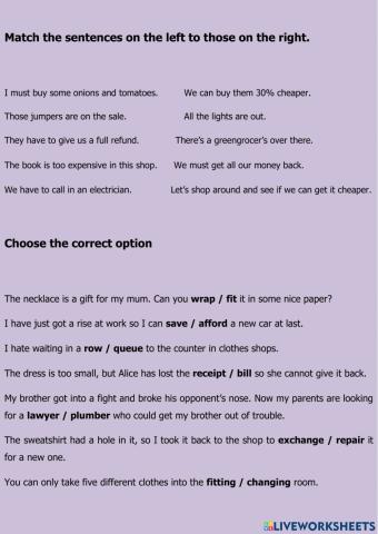 Shopping vocabulary 2