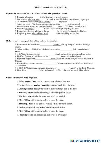 Present and past participles