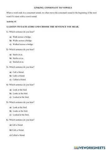 Linking consonant to vowel