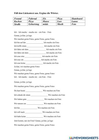 Lied: Ich mache gerne Fotos