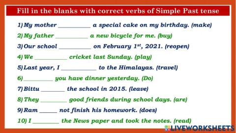Simple Past Tense